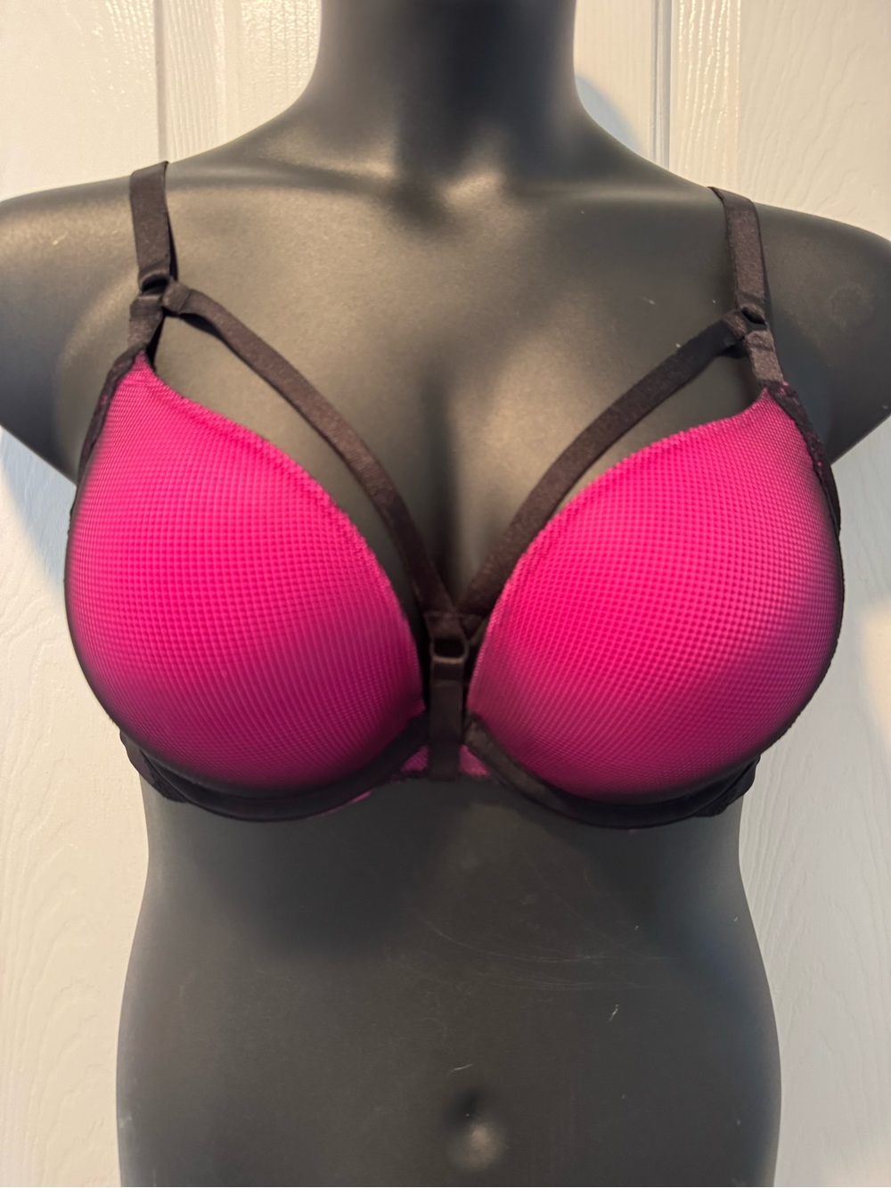 torrid Hot Pink Fishnet Bra with Black Trim